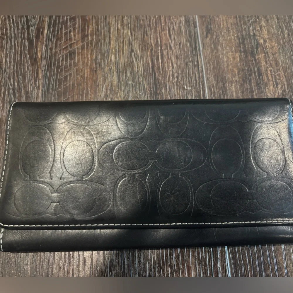 Coach Leather logo Long Wallet - Black